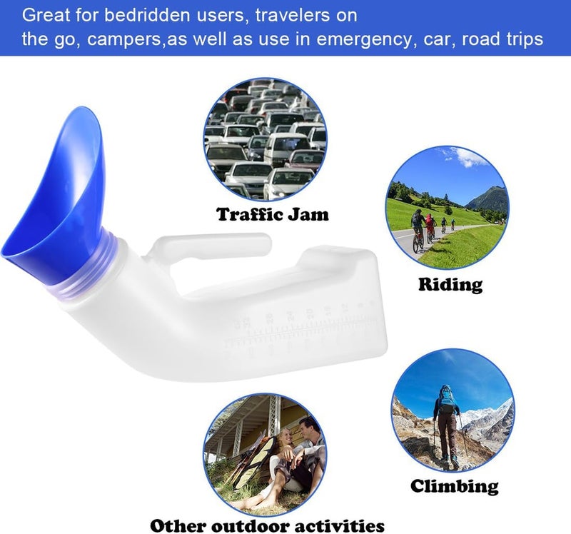 YSYONM Urinals for Men Women Unisex Urinal Bottle Spill Proof Portable Pee Bottles Female Urinal Screw Cap Lid and Funnel for Car, Travel, Elderly & Incontinence 1 Pack 1200ML - Image 2